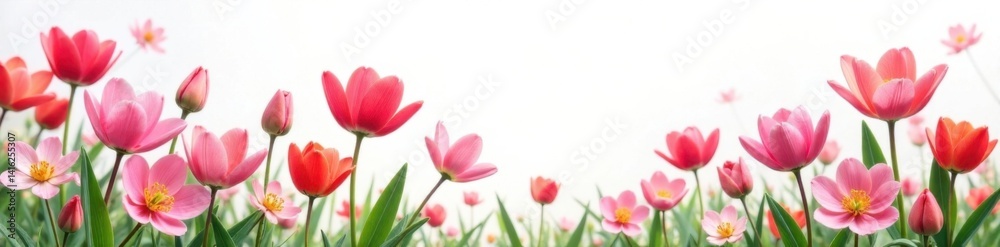 Naklejka premium Vibrant spring blooms adorn a crisp white background, floral design , nature