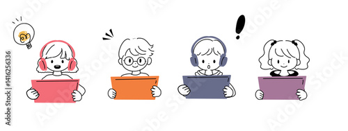 パソコンをしている子どもたち