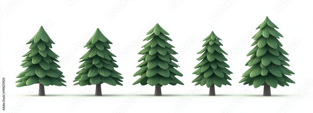 Obraz premium Cartoon Pine Trees