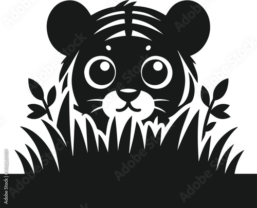 Peeking tiger vector animal silhouette
