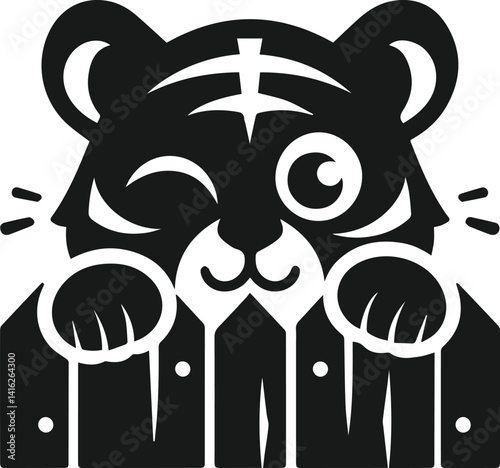 Peeking tiger vector animal silhouette