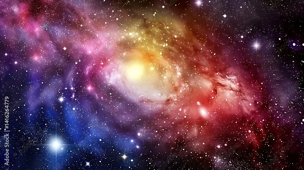 Obraz premium Cosmic Symphony: An abstract representation of a vibrant and colorful galaxy