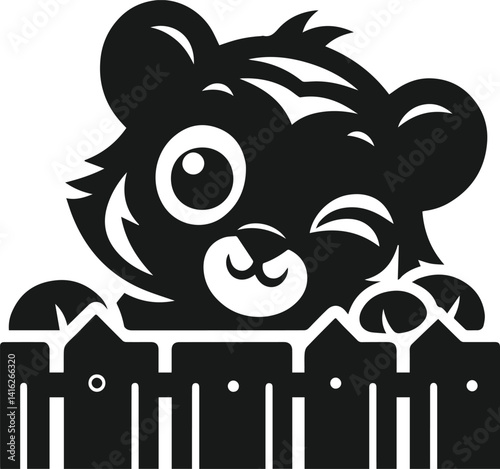 Peeking tiger vector animal silhouette