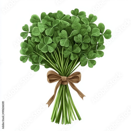 A bunch of shamrocks tied with a ribbon photo
