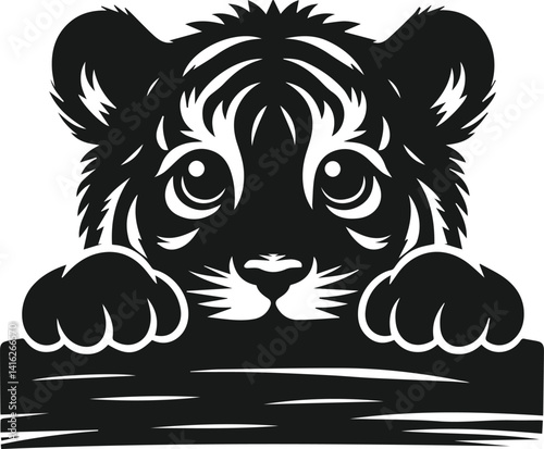 Peeking tiger vector animal silhouette