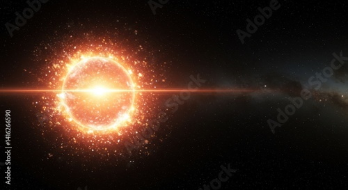 Fiery Stellar Explosion in Deep Space: A Cosmic Inferno of Light and Energy