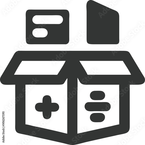Simple Outline Box with Math Symbols, Transparent Background