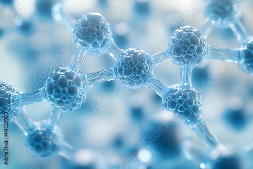3D Molecular Structure Background – Transparent Molecules, Scientific Visualization, Blue Medical Science Concept, Nanotechnology, Biochemistry, Research, Clean Design