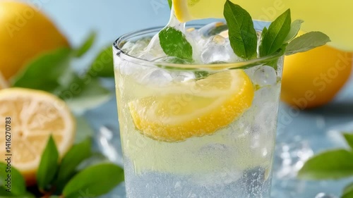 Refreshing glass of water infused with lemon and mint leaves perfect for summer hydration and quenching thirst