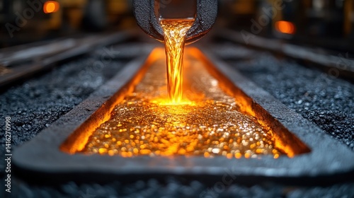Molten Gold Pouring: Industrial Gold Refining Process