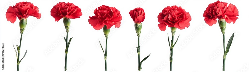 Naklejka premium Red Carnations in Various Stages of Bloom