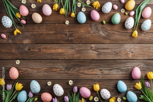 Rustic Wooden Table Backdrop for Easter Spring Celebration Decor