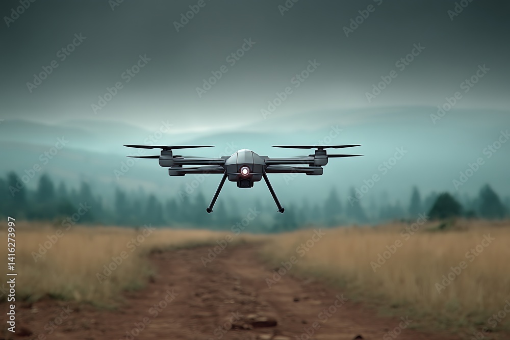 Drone Flight Over Misty Mountain Path. Drone Flight Over Misty Mountain Path.