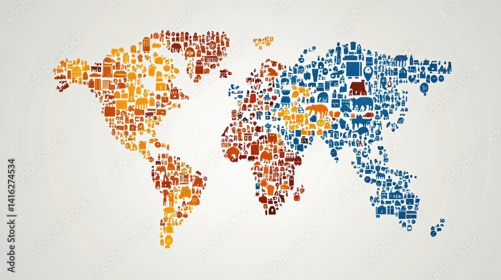 Fototapeta premium World Filled Symbols