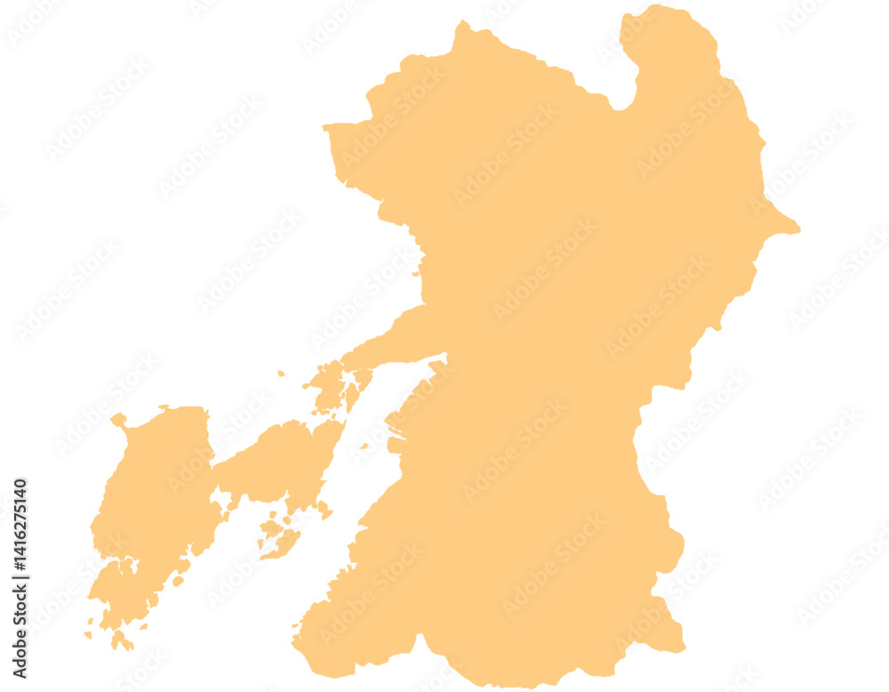 熊本県　地図　オレンジ　イラスト