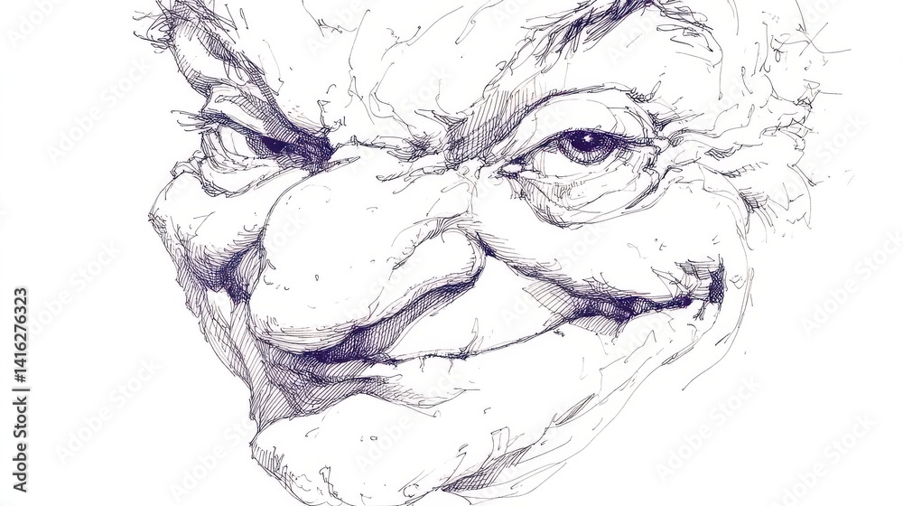 Fototapeta premium a wrinkles and skin imperfection ,hand drawing cartoon 2d,funny,issolated on white background