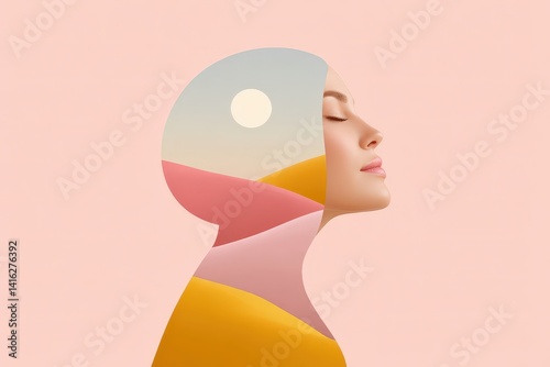 Inner peace illustrated abstract digital landscape representing serenity and calm