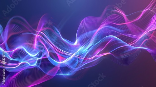 A purple and blue wave with a lot of dots. The wave is very long and it looks like it is moving