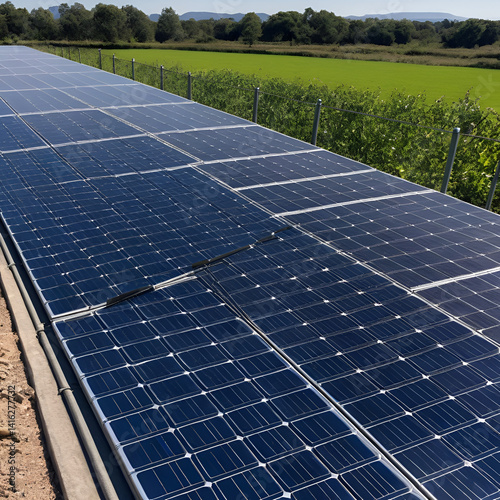 Battery of solar cells protected  metal mesh from by vandals