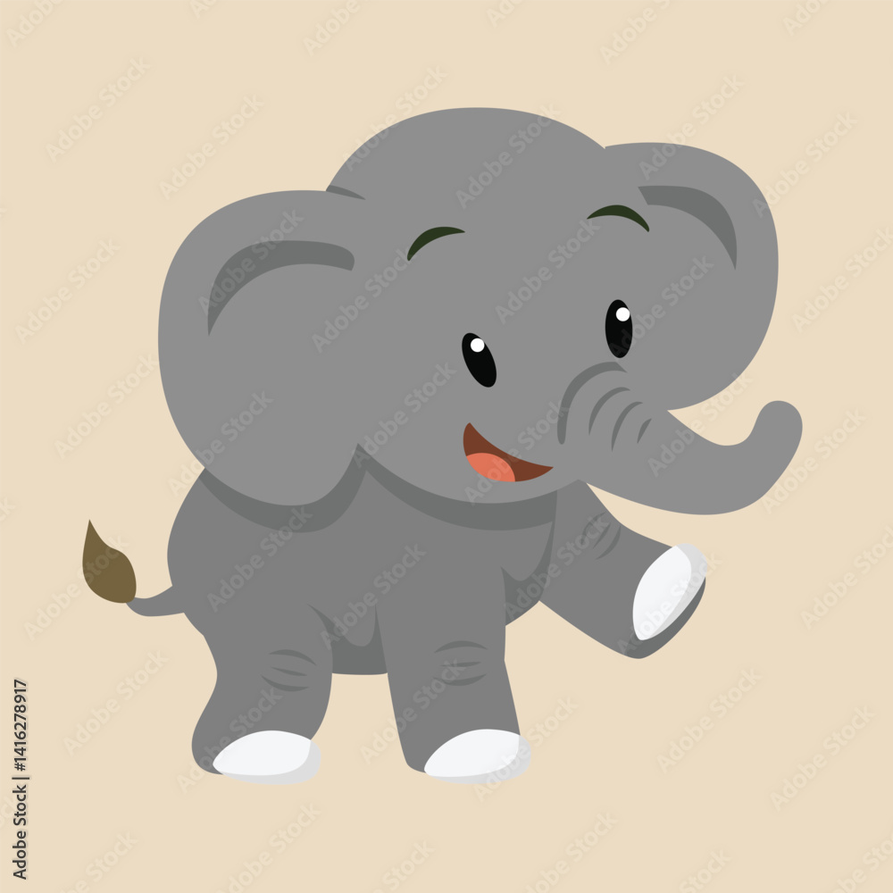 Fototapeta premium Cute elephant is walking happily