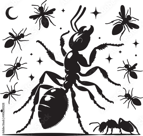 Ant silhouette black vector