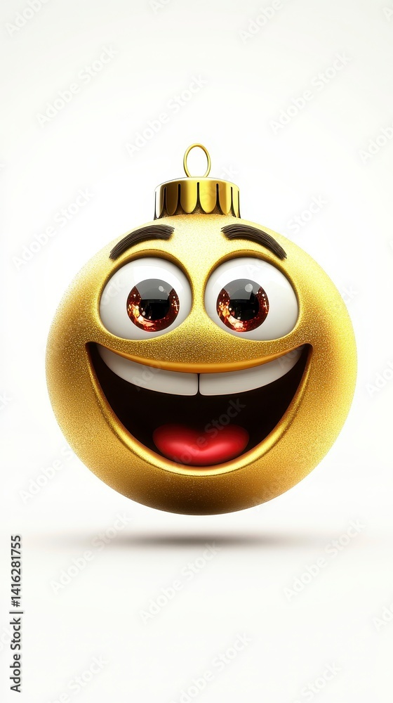Golden Glittery Emoticon Christmas Ornament Golden Glittery Emoticon Christmas Ornament