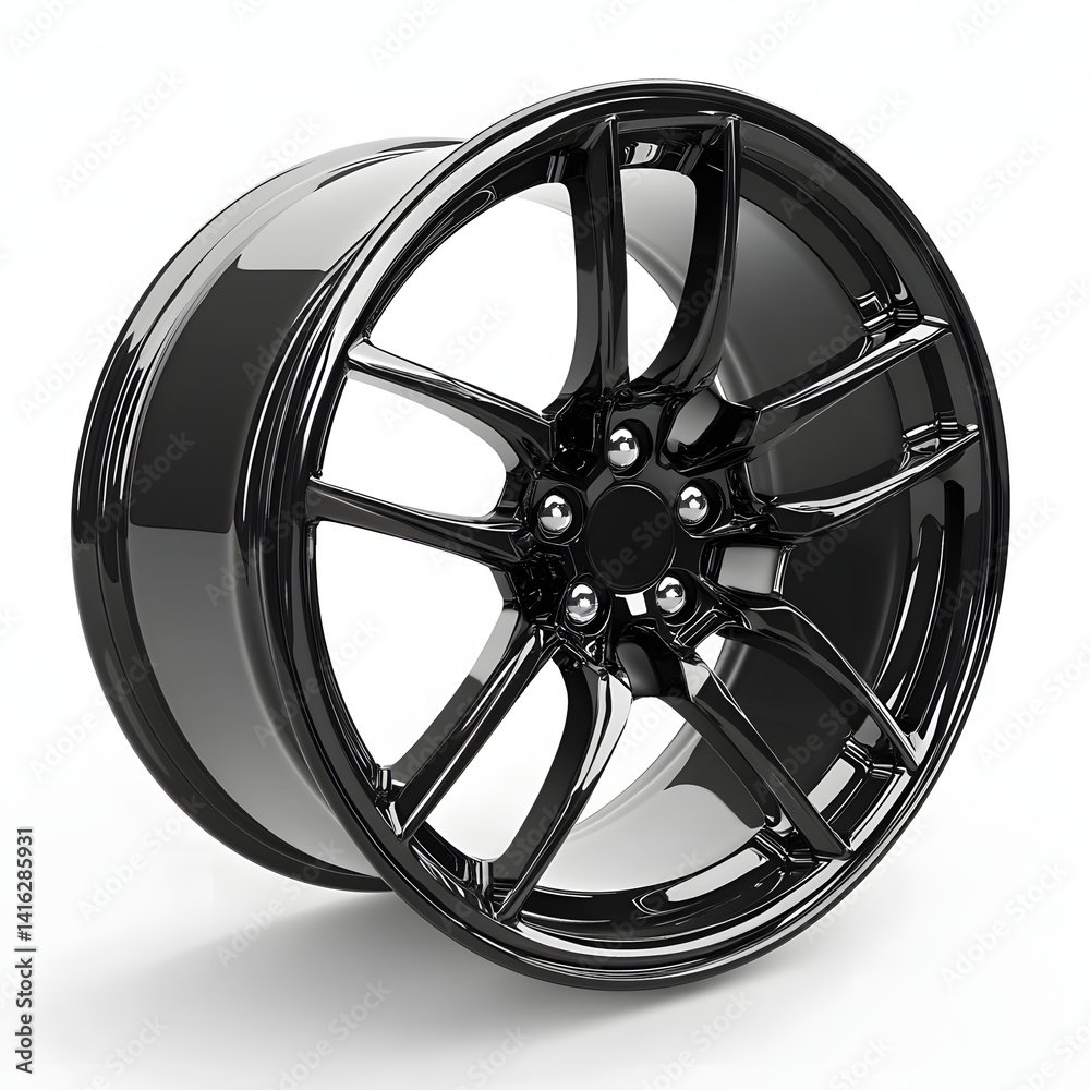 Obraz premium Modern car wheel isolated on white background.