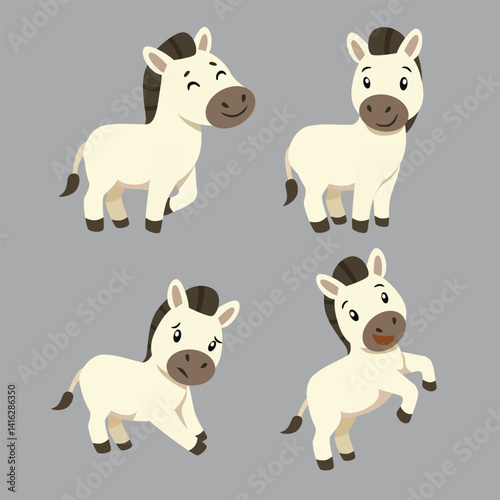 cute horse illustration with 4 kinds of styles
