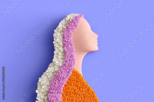 Flower-inspired profile art creative studio digital design vibrant colors side view