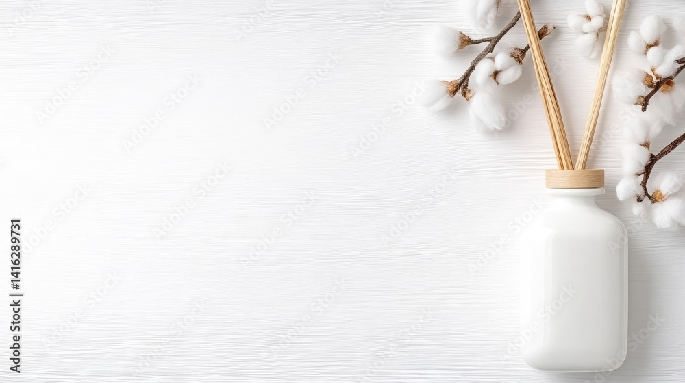 White diffuser with cotton branches