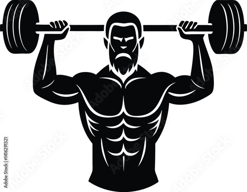 man lifting dumbbell vector illustration