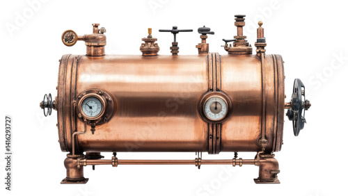 Antique Copper Steam Engine Boiler: A Vintage Industrial Marvel