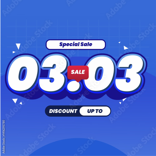 Modern 03.03 ecommerce discount banner template. Great for social media marketing, flash sale events, and website promotions.