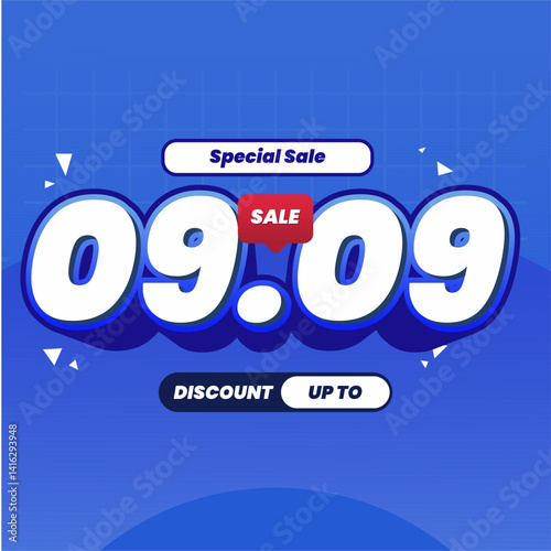 Modern 09.09 ecommerce discount banner template. Great for social media marketing, flash sale events, and website promotions.