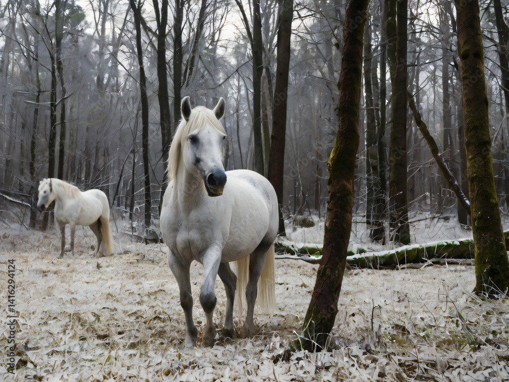 Obraz premium white horse in winter