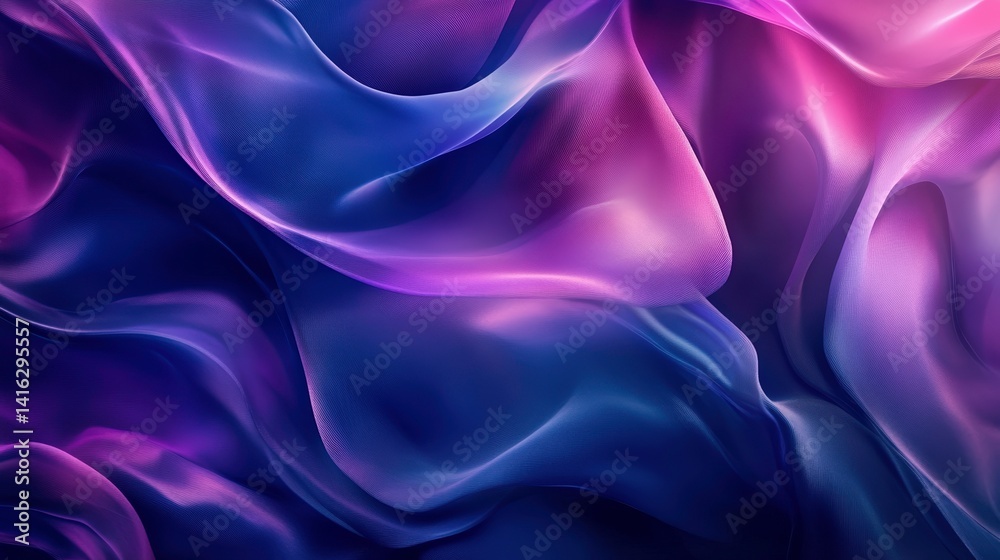 Obraz premium Abstract image of flowing purple and pink fabric with soft lighting and a smooth texture. The image evokes a sense of fluidity and serenity