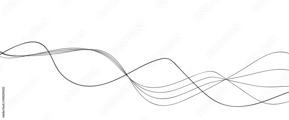 Abstract wavy black and white curved line on transparent background. Abstract wavy black and white curved line on transparent background.