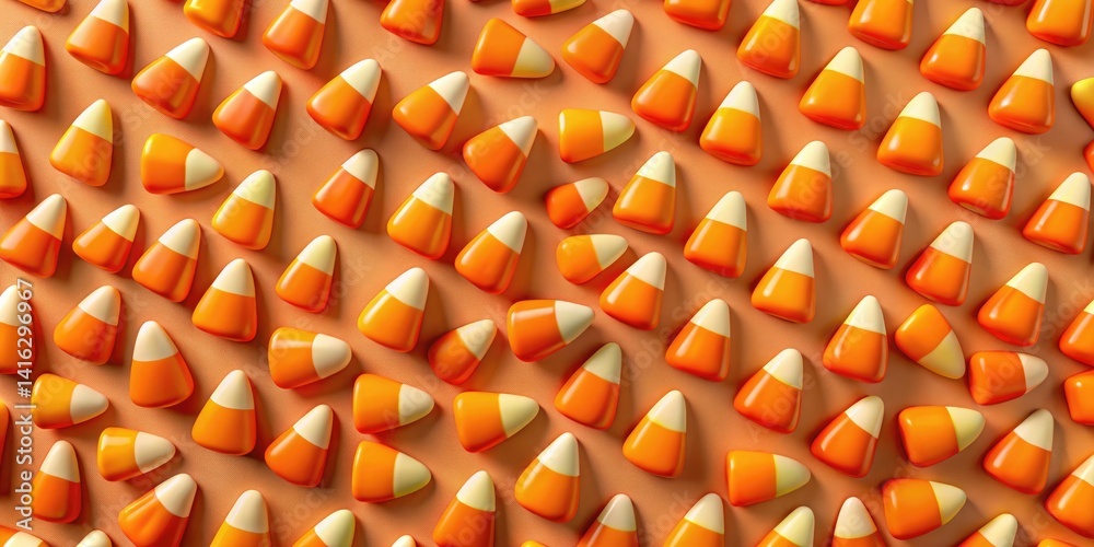 Fototapeta premium Minimalist Halloween Candy Corn Wallpaper, Abstract Orange Design, Autumn Festive Background