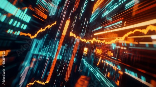 Abstract Digital Tunnel: Neon Lines and Data Streams