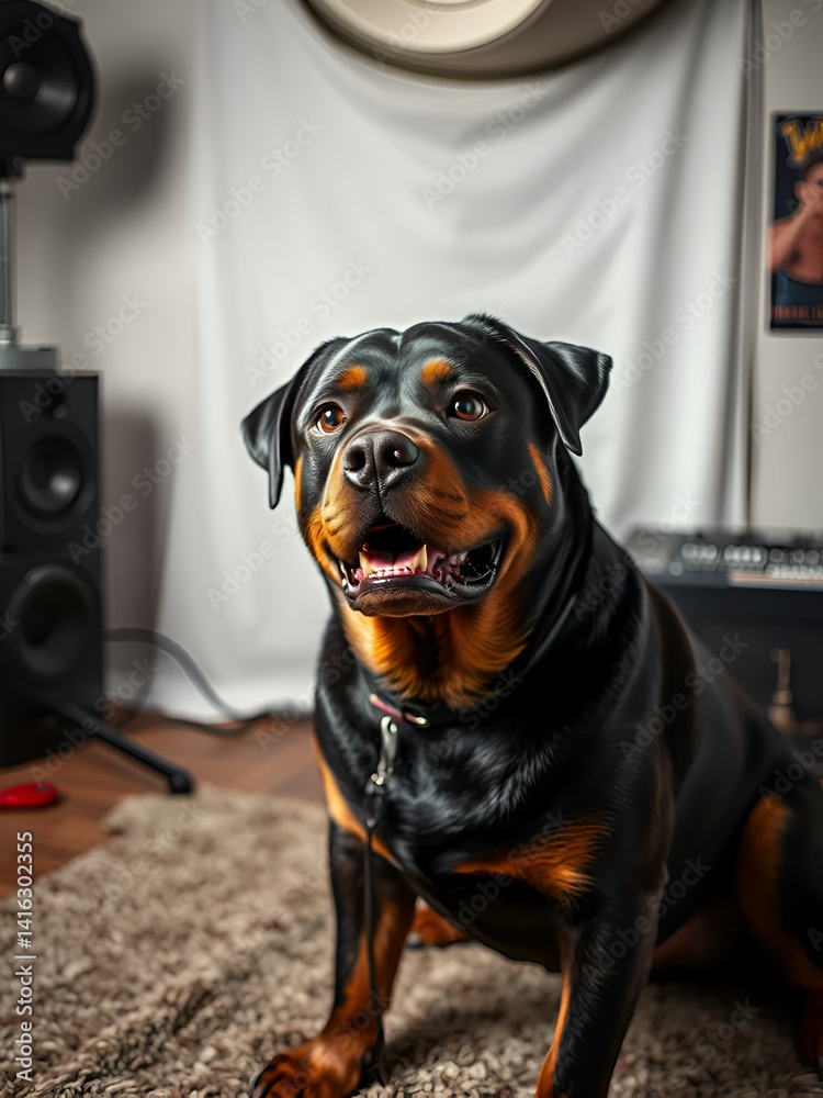 Fototapeta premium sick rottweiler in studio