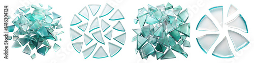Broken glass isolated on transparent background.