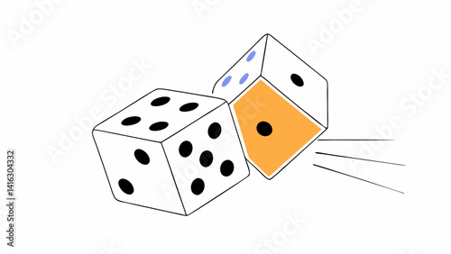 black and white illustration of two dice in a bold street art style the design captures the essence of flash tattoo culture and represents the themes of chance and risk vector illustration
