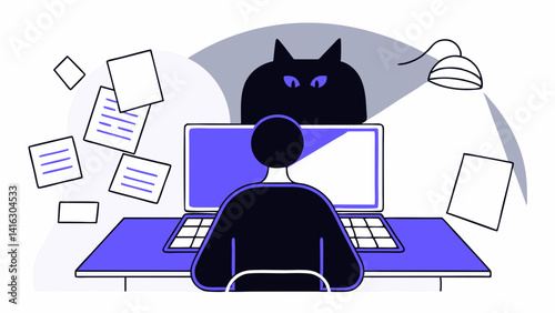 disturbing when work at home with cat