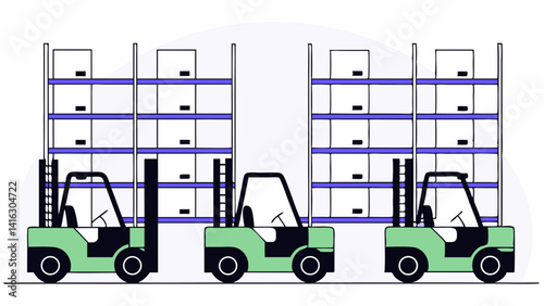 green forklifts carry product