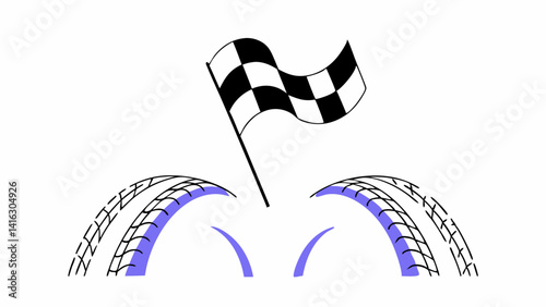 motorsport posters template in grunge style tire tracks flying spray racing flag   dirty style grunge for poster or flyer   motorsport rally off road drift racing vector tire tracks flyers set