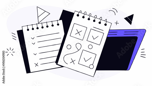 notepad notes scribbles squiggles hand drawn doodles underlines arrows marks punctuation marks emojis scribbles squiggles hand drawn on school board notebook vector doodles graphic set