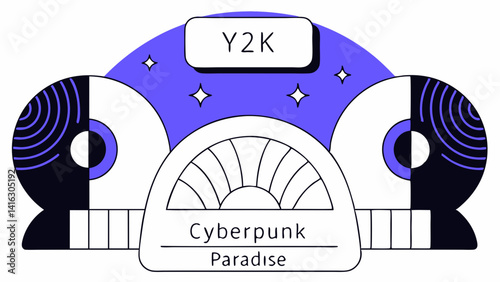 retrofuturistic y2k rave trip elements set acid geometric shapes in y2k style psychodelik vaporwave 80s 90s elements y2k symbols translation of japanese inscriptions   cyberpunk paradise