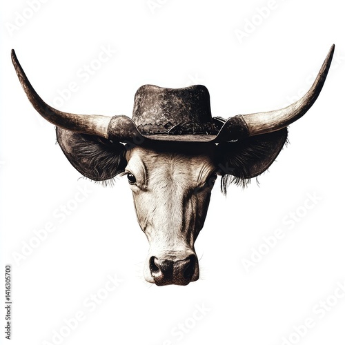 Cow Head, Cowboy Hat photo