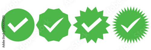 Green check mark icon set. Check mark vector icon. Tick or Checkmark Illustration. Vector symbols set.