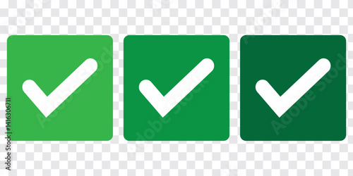 Green check mark icon set. Check mark vector icon. Tick or Checkmark Illustration. Vector symbols set.